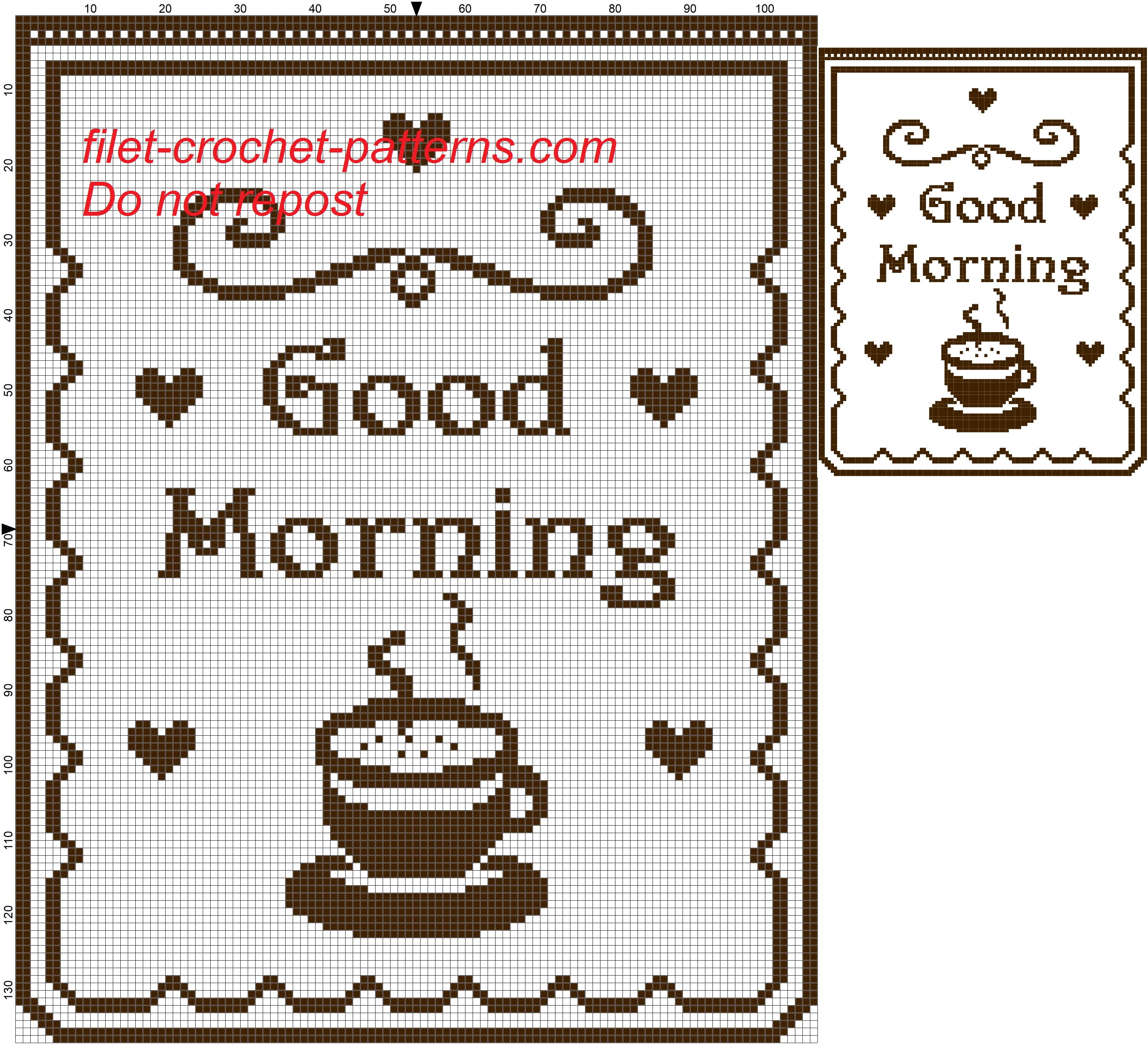 curtain good morning filet crochet pattern